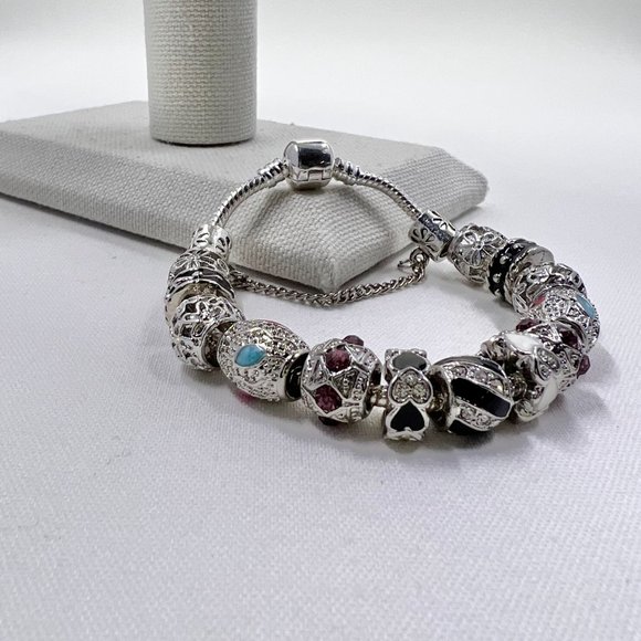 Silver Tone 6” Snake Chain Charm Bracelet w/ Lobster Claw Clasp - Picture 3 of 6